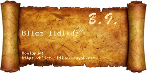 Blicz Ildikó névjegykártya